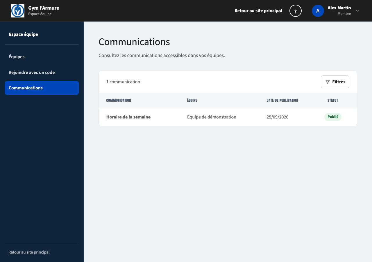 Liste des communications publiées accessibles au membre