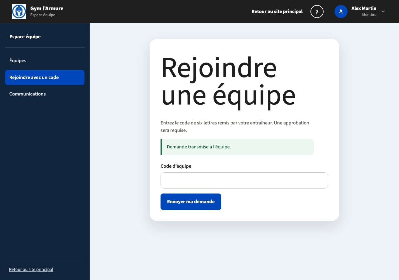 Confirmation de l’envoi de la demande d’accès