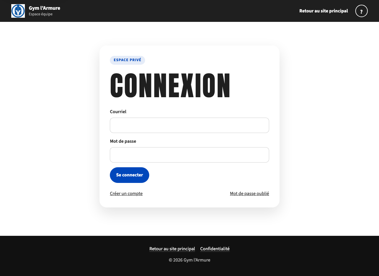 Formulaire de connexion et liens d’aide