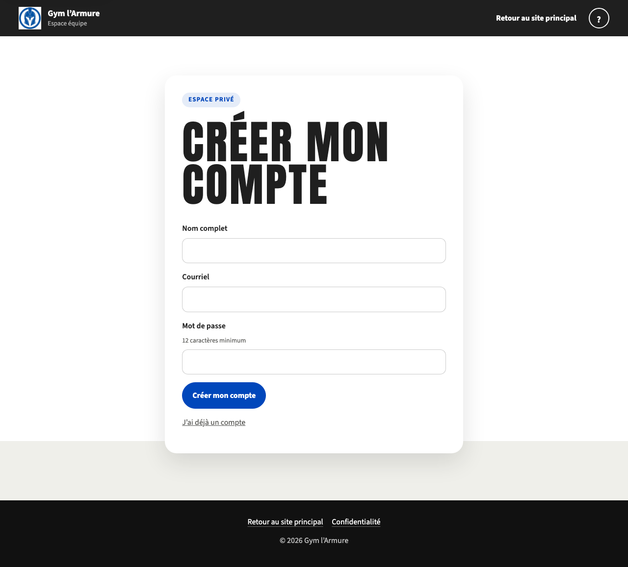 Formulaire Créer mon compte